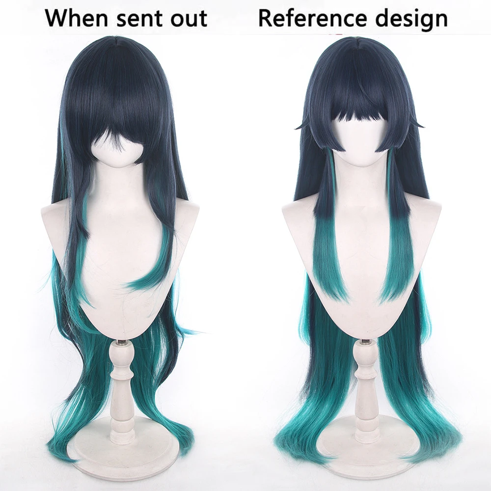 Anime Genshin Impact Celaeno Cos Wigs Cosplay Costumes Headwear 100cm Long Simulation Scalp Thick Mixed Puffy Long Hair Wigs