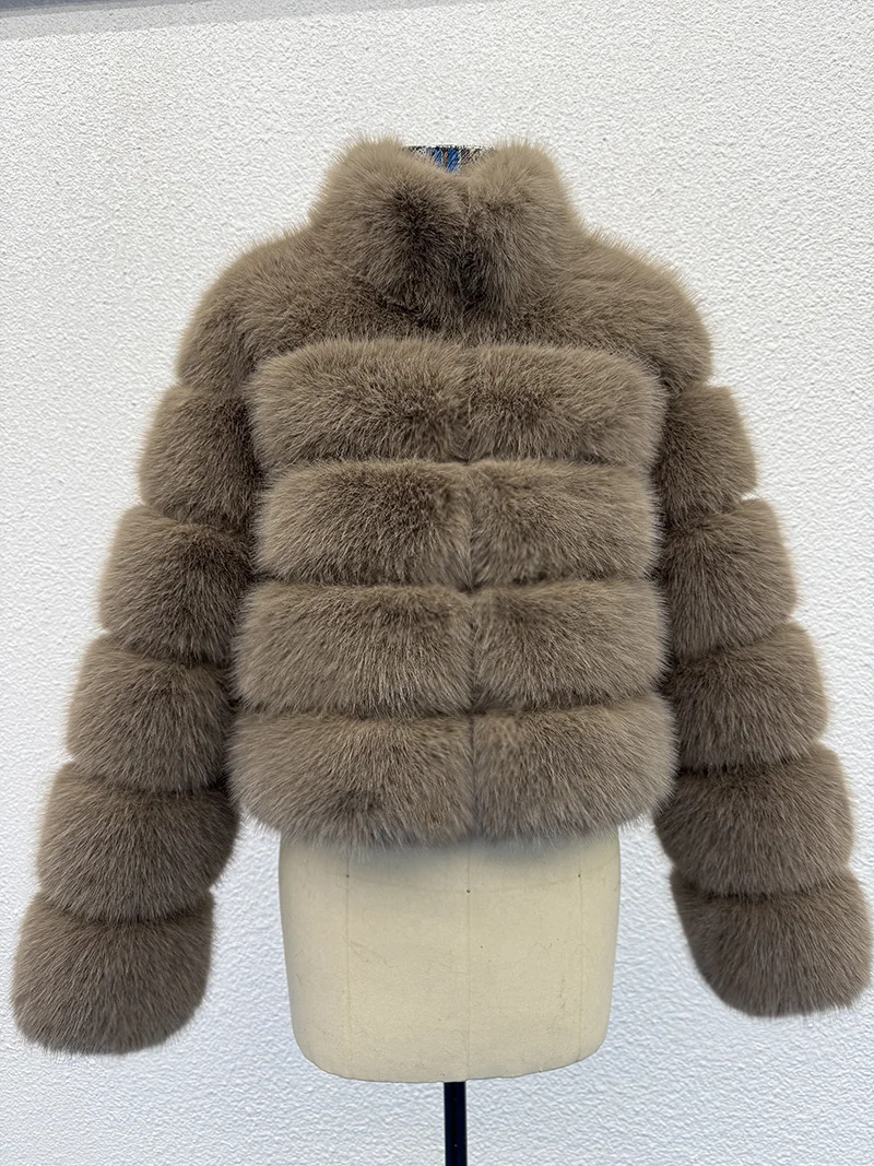 ZADORIN Elegancki płaszcz z imitacji futra z długim rękawem i stójką, puszysty damski płaszcz zimowy, grube kurtki z imitacji futra, top damski