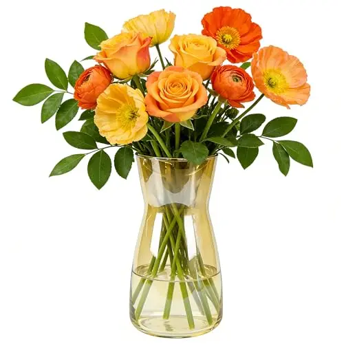 

Ваза из янтарного стекла Der Rose, 8 дюймов, коричневая, для украшения стола, декора дома, рабочего стола, свадебного декора