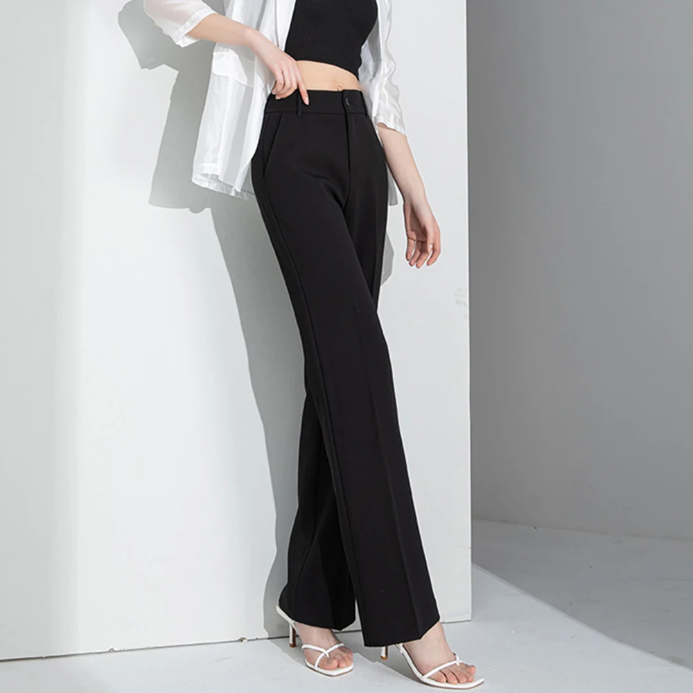 2024 spring summer new high-waisted straight trousers women lean lean feeling loose and thin temperament professional trousers