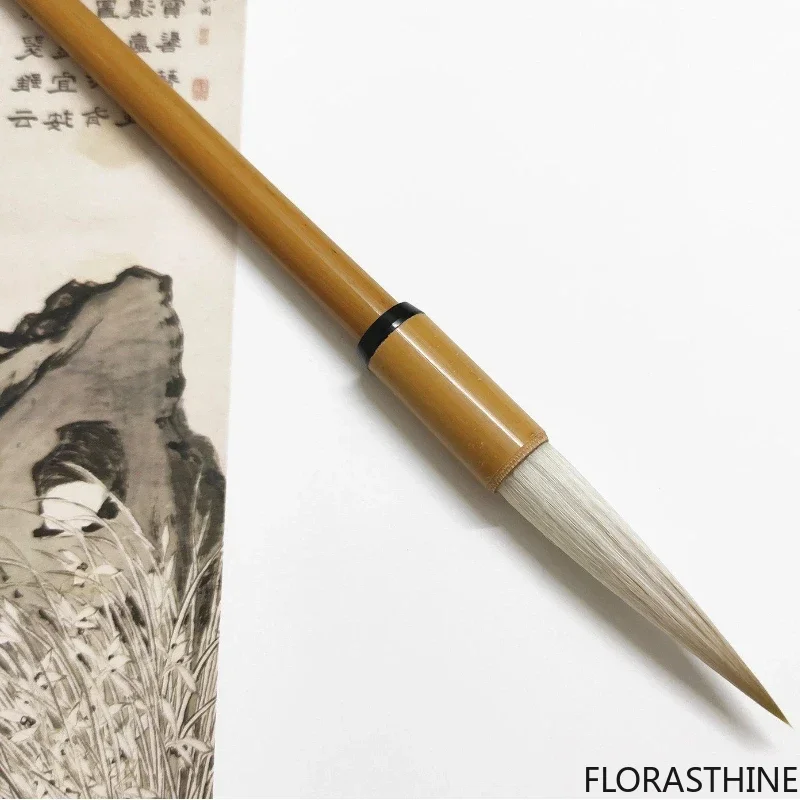 Woolen Mixed Hair Chinese Calligraphy Brush Set Running Seal Script Gold Slim Style Practice Brush Woolen Hair Large Outline Pen