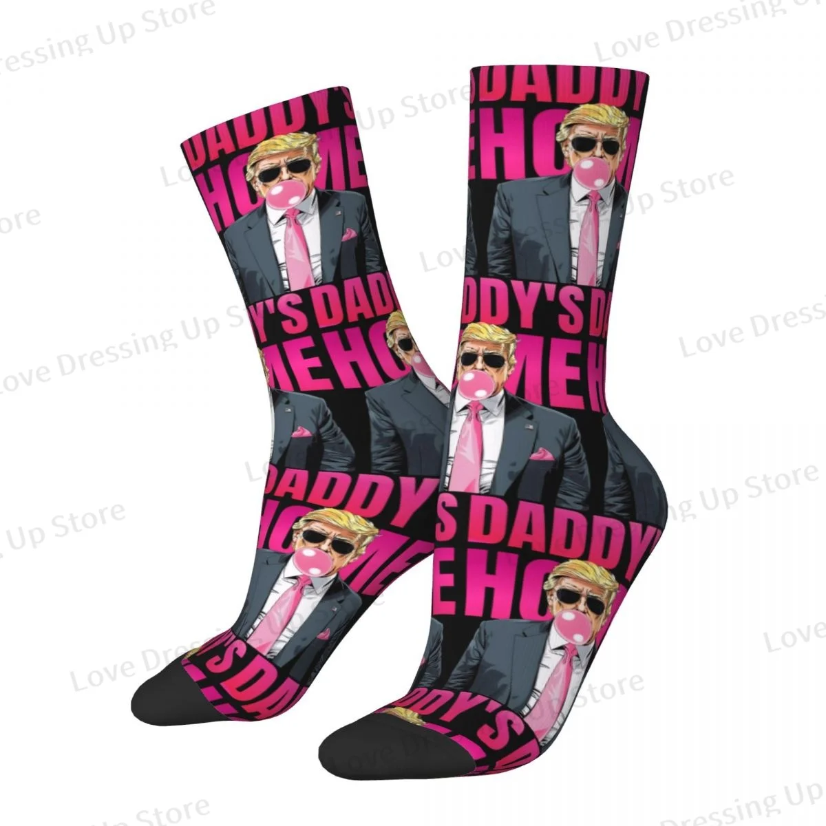 Daddy's Home - Donald Trump Unisex Winter Socks Running Happy Socks Street Style Crazy Sock