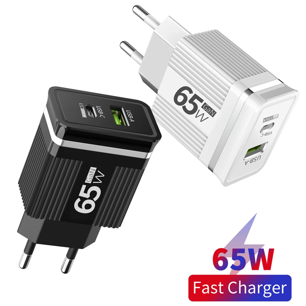 65W GaN Charger USB PD Charger Quick Charge 3.0 Mobile Phone Charger Adapter  Fast Charging For iPhone 17 Pro Max Xiaomi Samsung