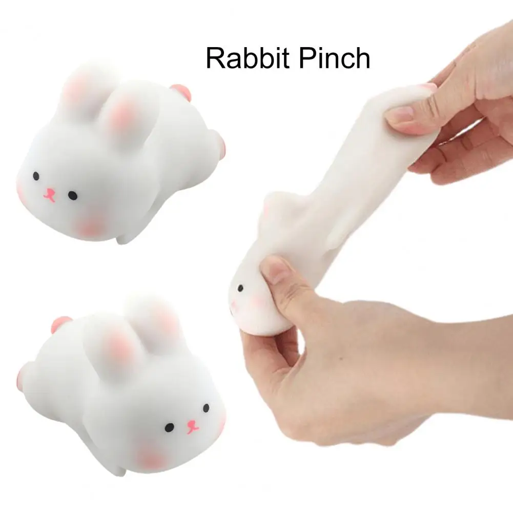 Novelty Rabbit Sensory Toy Soft Stress Relief Elastic Likeable Animal Bunny Squeeze Sensory Toy