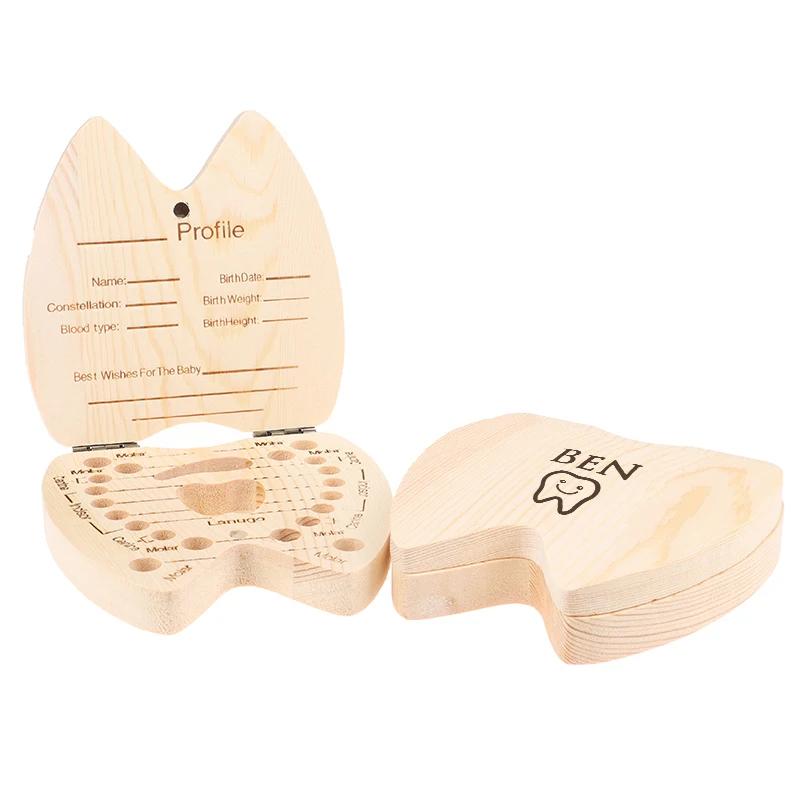 Dente fata scatola 1 pz denti decidui conservazione raccolta dente fata regalo personalizzato legno neonata ragazzo dente organizzatore scatole M