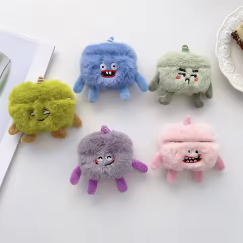 Funny Fluffy Fur Plush Cute Cartoon Monster Earphone Case for Airpods Pro 4 3 2 1 Headset Protective Cover For Air Pods Pro 2