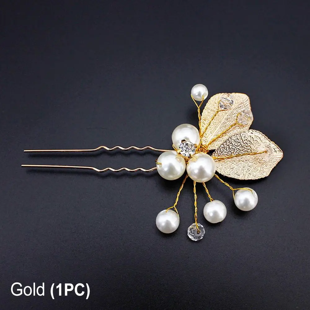 

Gold Silver Hair Ornament Wedding Party Crystal Hairpins Pearl Leaf Hair Clips Hair Jewelry Bridal Hair Accessories