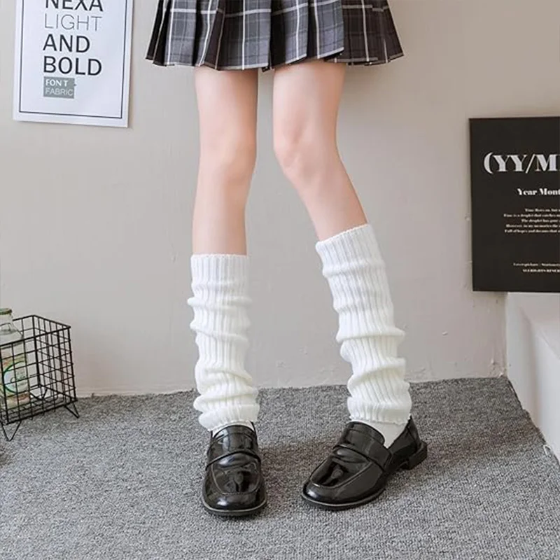 

1 пара высокоэластичных белых носков, вязаные гетры в рубчик, мягкие и теплые, для модного образа, корректирующие форму ног