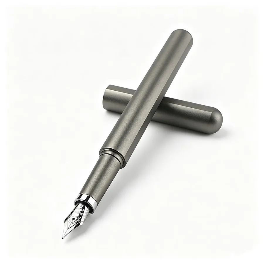 Magnetic Metal Fountain Pen F Nib Magnet Absorption Writing with Purple Fabric Pen Pouch Business Office Gift Pen for Men Women
