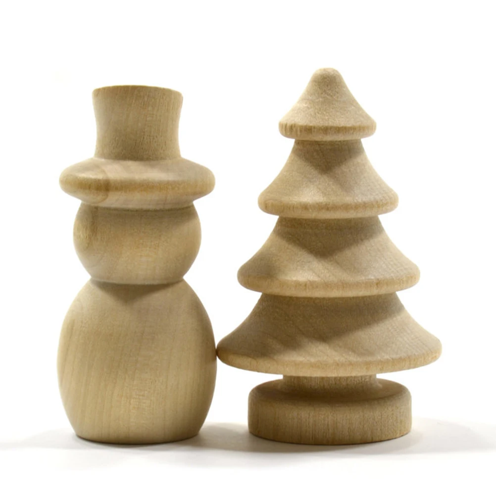 

20pcs Natural Wood Christmas Tree Unfinished Diy Craft Decoration Kids Creative Drawing Educational Brain Training Gift