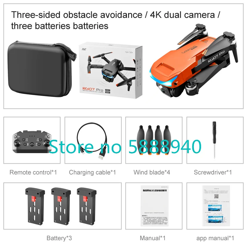 Mini 3-Way Obstacle Avoidance Drone RC Helicopter 4K Dual HD Camera Option Flow Professional Foldable Quadcopter Boy Gift RC Toy