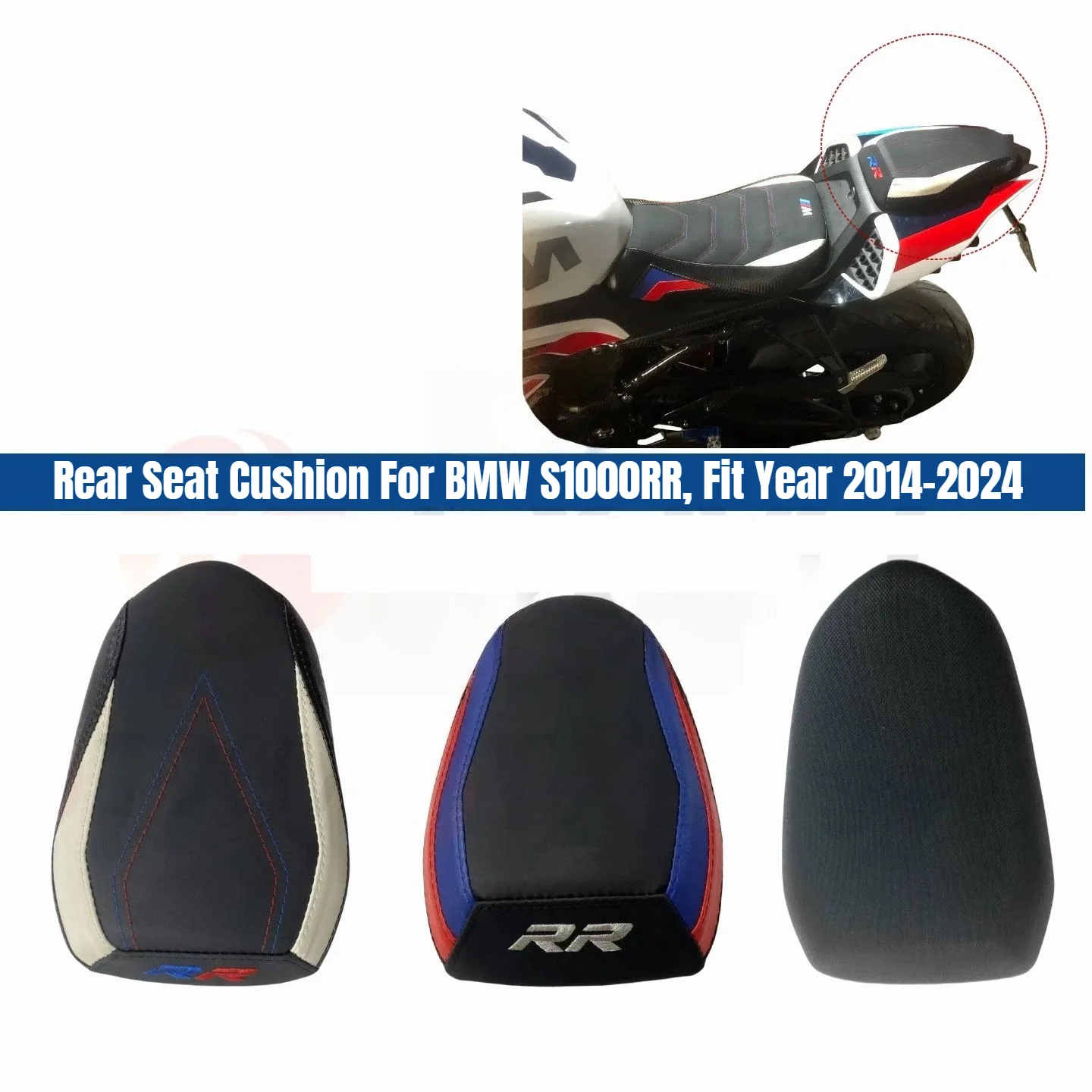 

Motorcycle Black Rear Pillion Passenger Rear Seat Cushion For BMW S1000RR 2019-2024 M1000RR 2021-2024 2022 2023