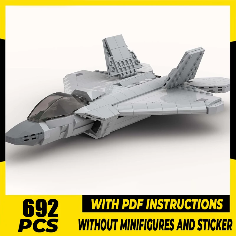 Modelo de serie militar Moc, bloques de construcción Raptor F-22, modelo de combate, tecnología de ladrillo, montaje DIY, juguete de construcción, regalo de vacaciones