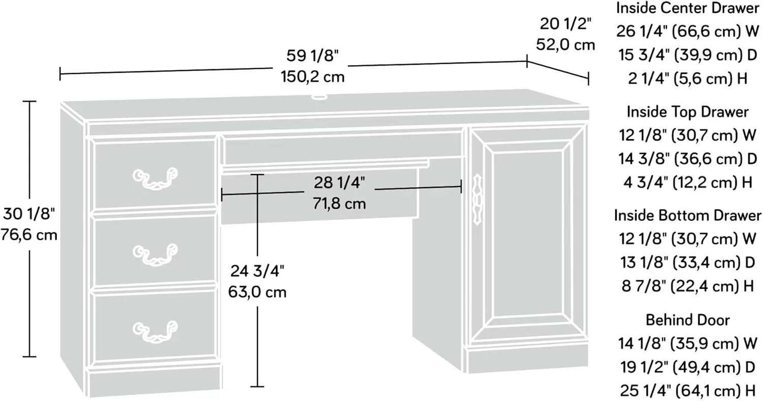 Heritage Hill Credenza ordenador, L: 59,25 "x W: 20,47" x H: 30,24 ", Classic Cherry