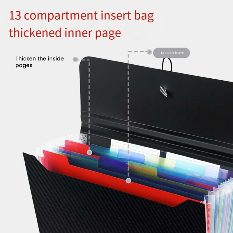 File Organizer Expanding File Folder, 13 Pockets , A4 Letter Size Paper Document Receipt Folder For Classroom, Home Durable