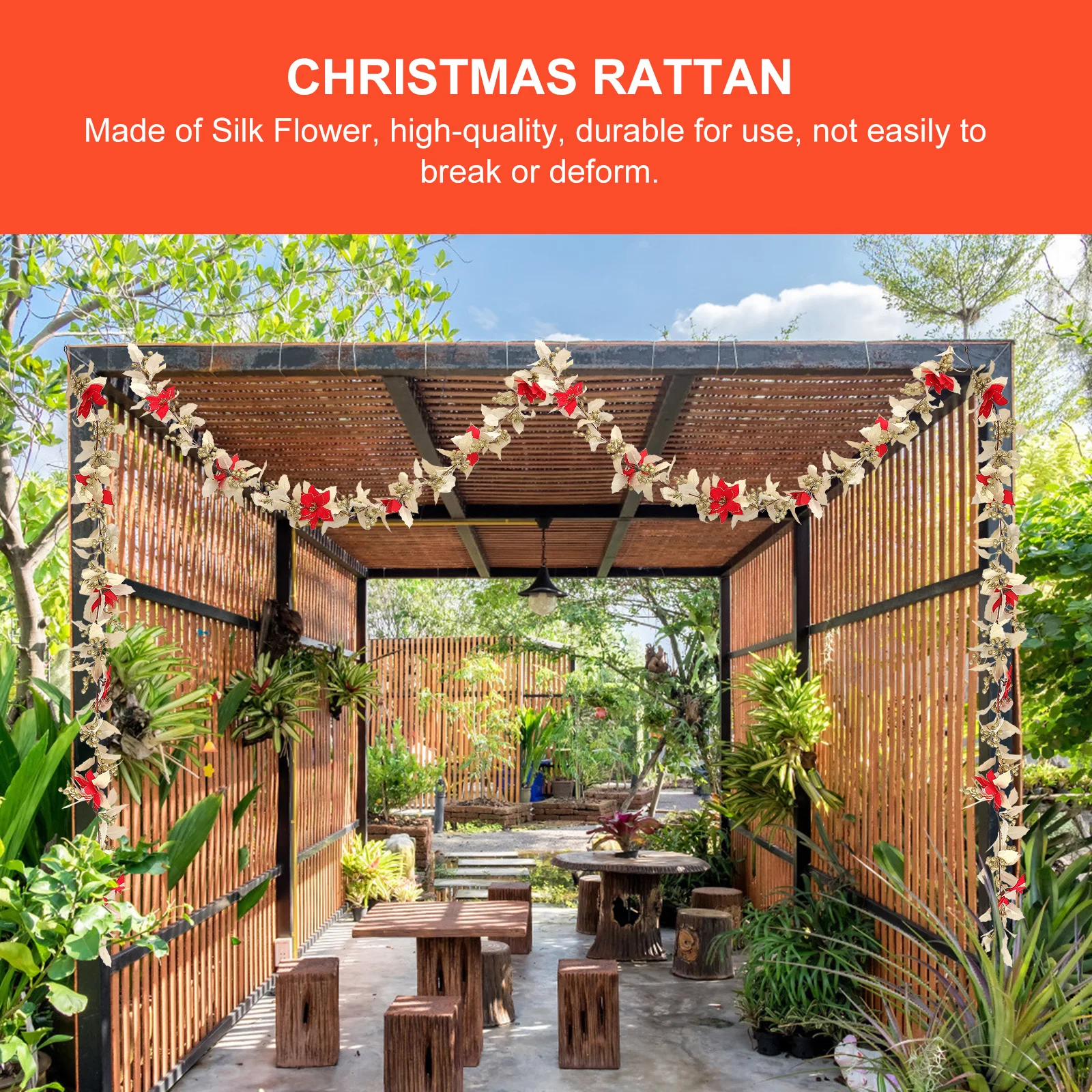 

Christmas Tree Garland Bunting Rattan Decoration Floral Decorations Garlands Golden Silk Flower Vines Man