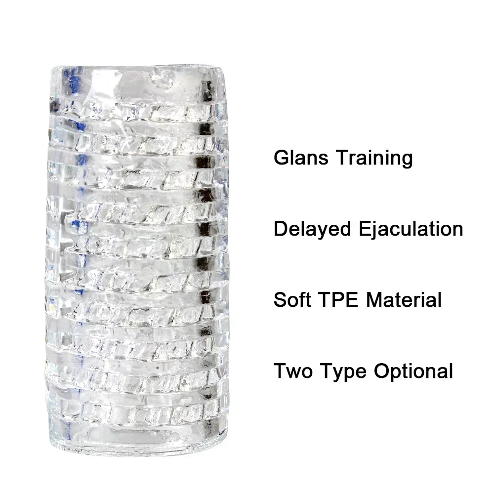 9cm TPE Transparent Male Masturbator Men Masturbation Cup Pocket Pussy Vagina Glans Sucking Penis Spikes Exerciser Sex Toy