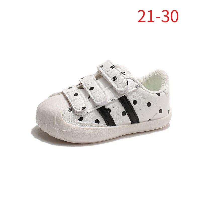 Kids Sneakers Boys Shell Toe Casual Shoes Girls Polka Dot Hook and Loop Soft Toddler First Walkers Running Children's Shoes