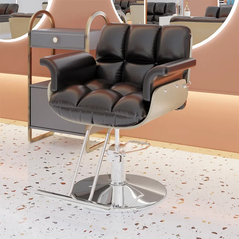 

Fashionable Swivel Barber Chair Black Comfy Stylish Hair Dresser Chair Rolling Elegant Trendy Sillon De Barbera Salon Furiniture