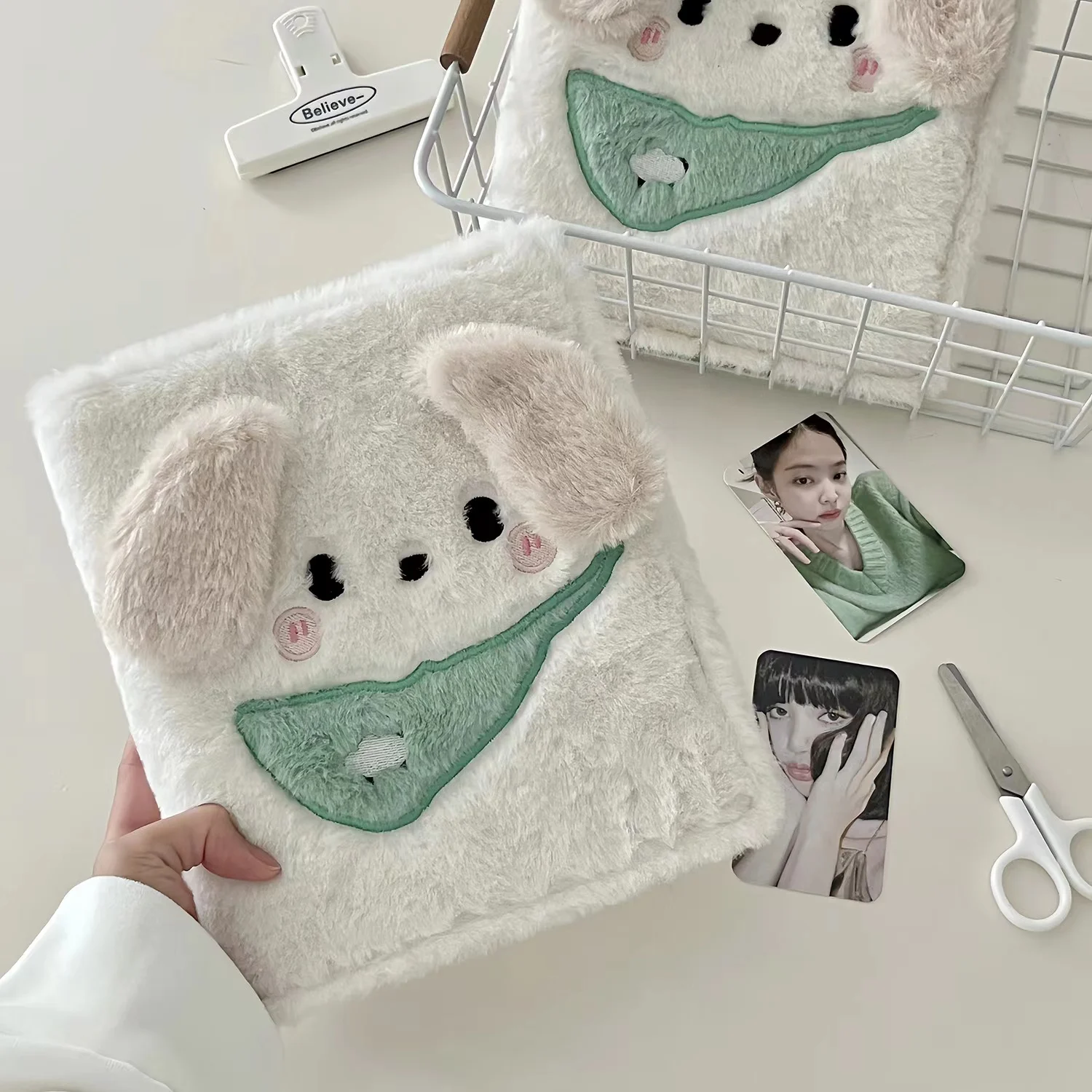 Original Design Kawaii bib Dog Plush Kpop Photocard Collect Book Binder Notebook Idol Photo Card Storage album Stationery