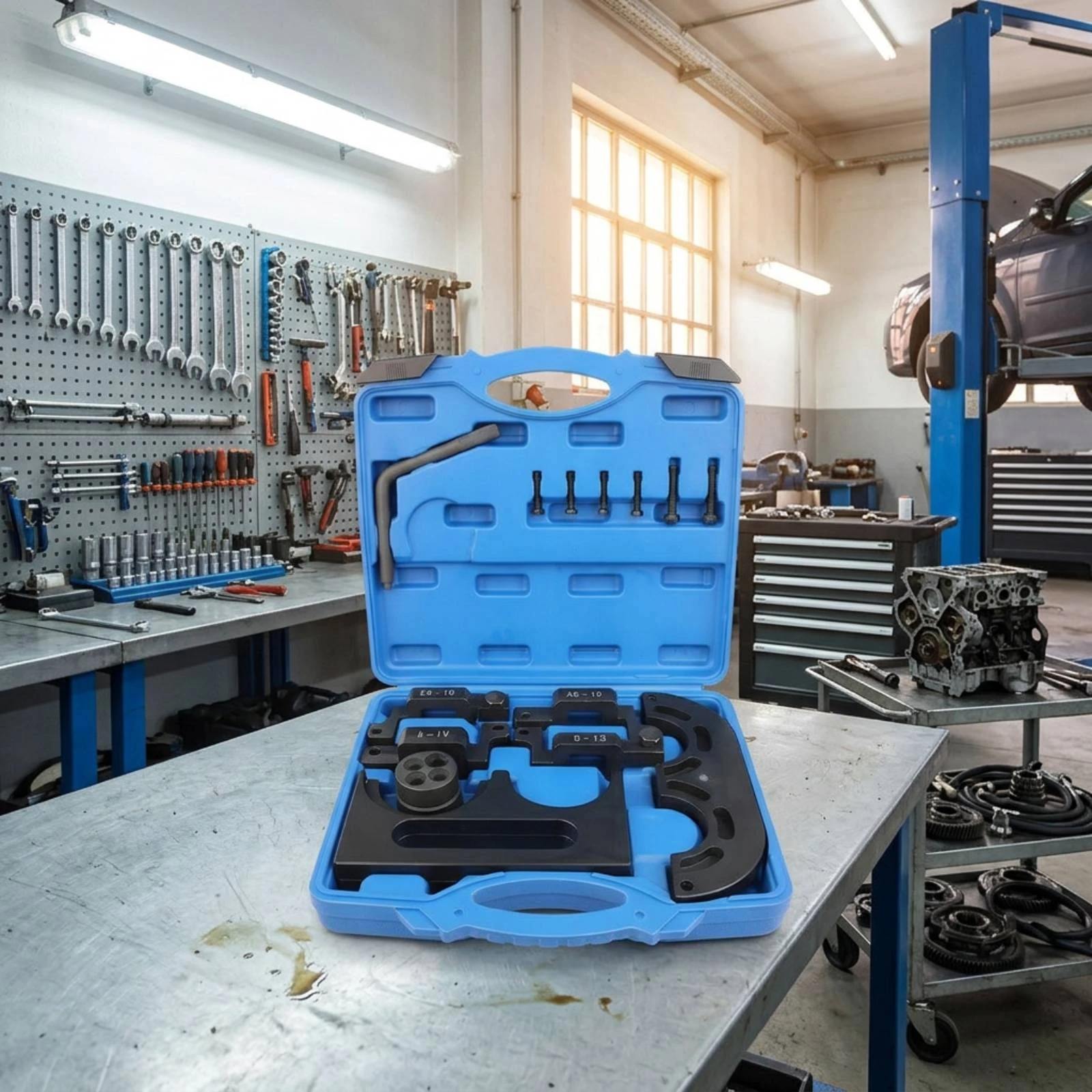Engine Timing Tool Kit with Case Heavy-Duty Engine Timing Tool Kit Portable Molded for Mechanics, Workshop, Garage