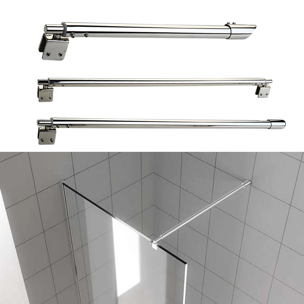 Bathroom Stainless  Steel Shower  Glass Door Fixed Rod Clamp Screen Glass Panel Support Bar Arms 8-12mm Adjustable Length Clamps