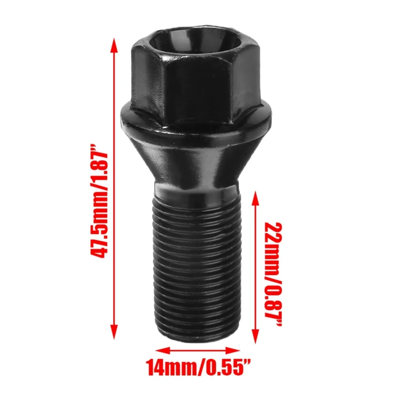 5Pcs M14 X 1.25 Black Wheel Locking Lug Bolt Nut Steel 36136781151 For -BMW X3 X5 E70 E71 F20 F25 X5 X6