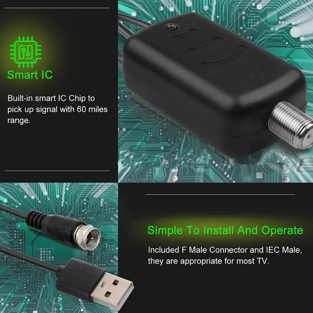 Portable Antenna Digital Television Antenna For Smart/Old Local Channels Support 4K 1080P Amplifier Signal-Booster TV Antenna