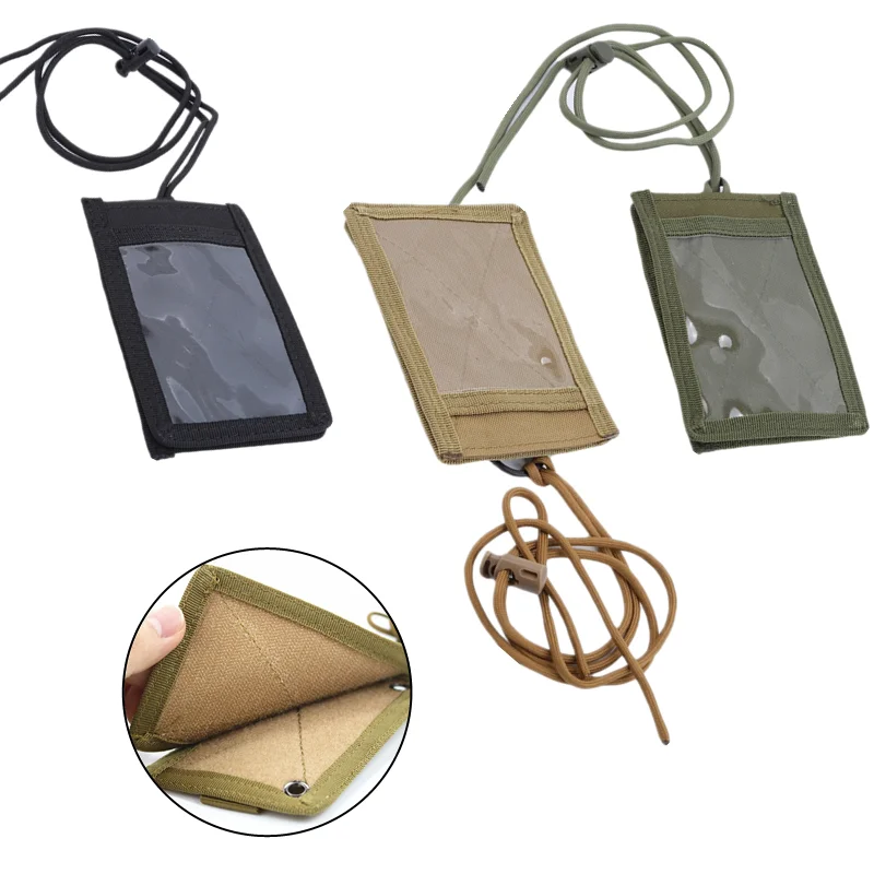 Ajustável Hunting ID Holder, Tactical Pouch, File Folder, Organizer Bag, Nylon Chest Hanging ID Card, Titular do cartão de crédito