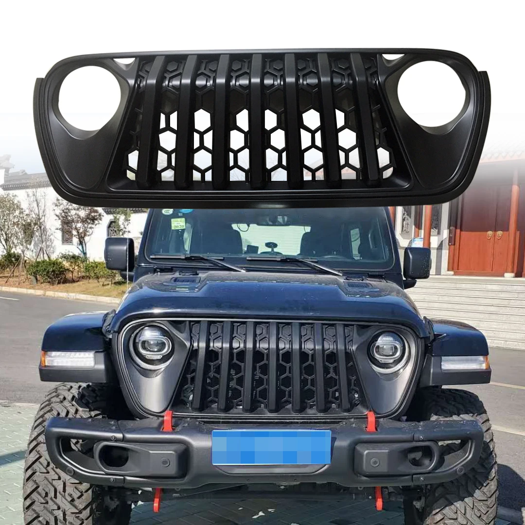 

SXMA JL1199 Front Face Hood Grille Grid for Jeep JL for Wrangler 2018+，ABS Material