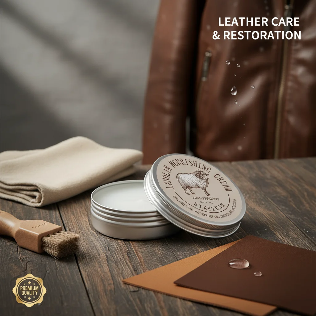 كريم العناية بالسترة الجلدية - بلسم لانولين المغذي، بلسم شفاف لاستعادة، مقاوم للماء وحماية المعاطف الجلدية