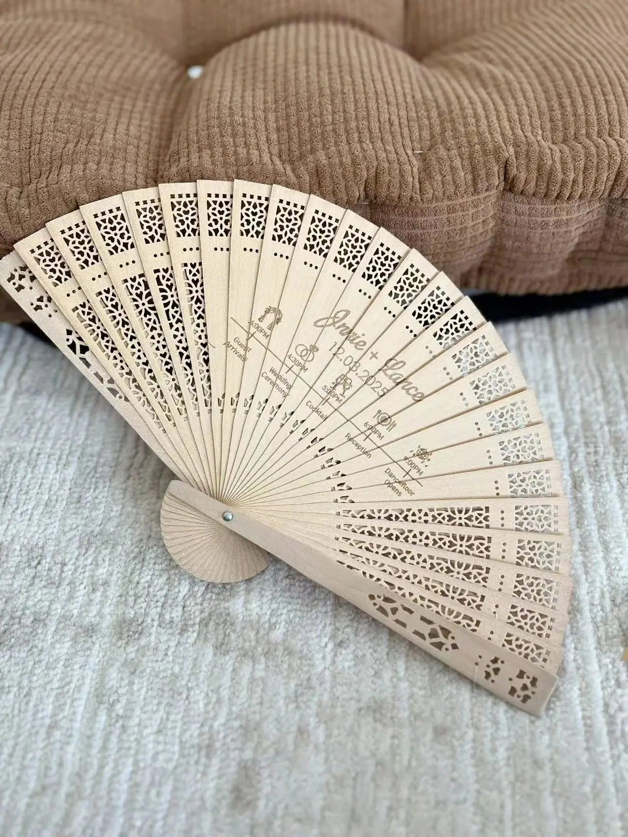 30pcs Personalized Bridal Shower Party Hand Fans, Wedding Summer Wood Hand Fan With Bag, Custom Favors Gifts For Guests