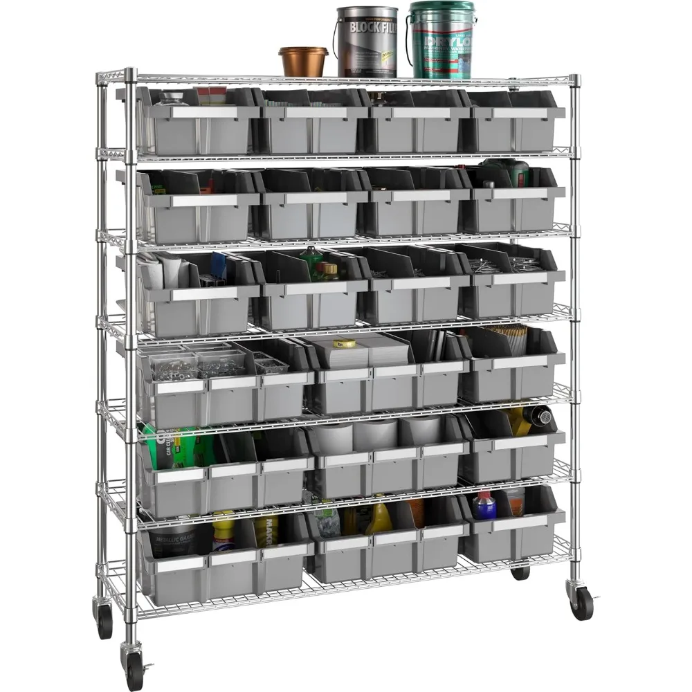 Heavy Duty NSF Bin Rack Solid Steel Wire Shelving Storage Unit, Patented Organizer for Garage, Warehouse, Office, Restaurant,