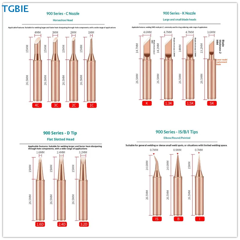 

[TL]900 Pure Copper Soldering Iron Tip Soldering Iron Tip Pure Copper Non-magnetic Soldering Horn Electric Soldering Iron Tip