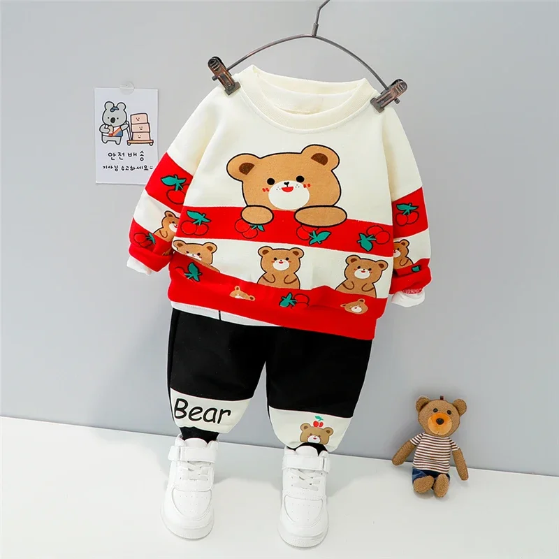 Baby Girls Boys Clothing Sets Spring Children Pullover Sweatshirt Pants 2 Pcs Suit Cartoon Bear Infant Clothes Kids Outfits