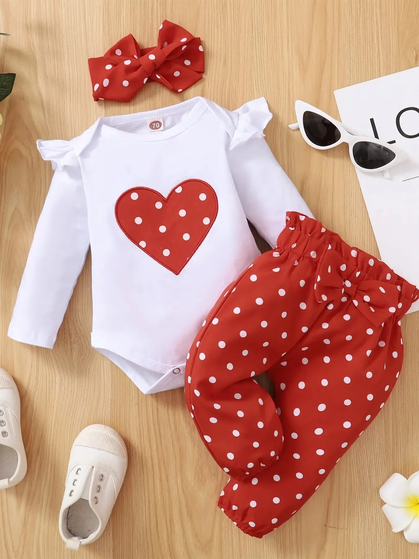 Newborn Infant  Baby Girls Clothes Outfits Long Sleeve  Romper Baby Pants Set Fall Winter Clothes For Girls For Valentine\'s  Day