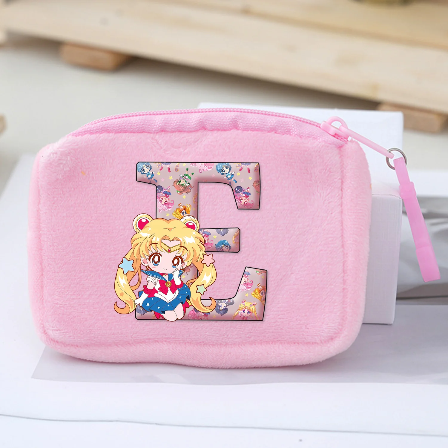 ‌ Sailor Moon Pluche Portemonnees A-Z Brief Cartoon Opbergtas Meisjes Anime Mini Tas Kawaii Vierkant Roze Rits Tas Verjaardagscadeau