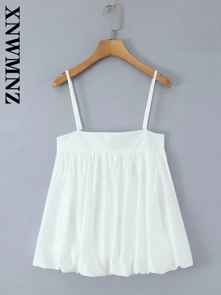 

XNWMNZ 2026 Summer Lady Chic Simple Sleeveless thin shoulder strap Top Holiday Casual Woman White Bohemian Thin Slim Slip Top