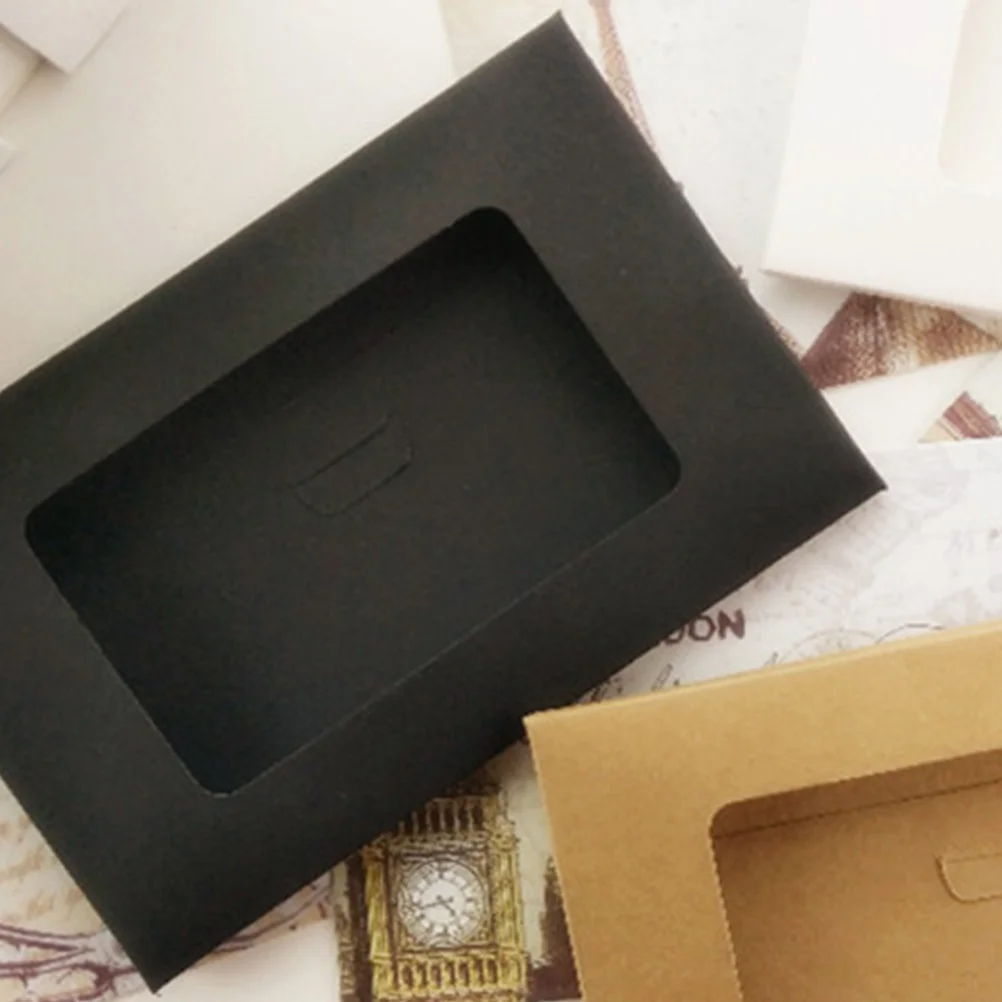 10Pcs Envelop Boxes Kraft Paper Storage Container for Letters Invoices Mailings Open Window Envelop Packaging Box