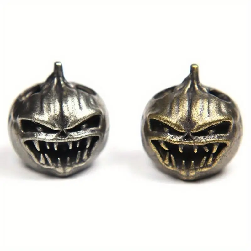 DIY Brass Pumpkin Halloween Devil Ghost Knife Bead Lanyard Pendant Umbrella Rope EDC Skull Face Paracord Bead Bracelet Accessory