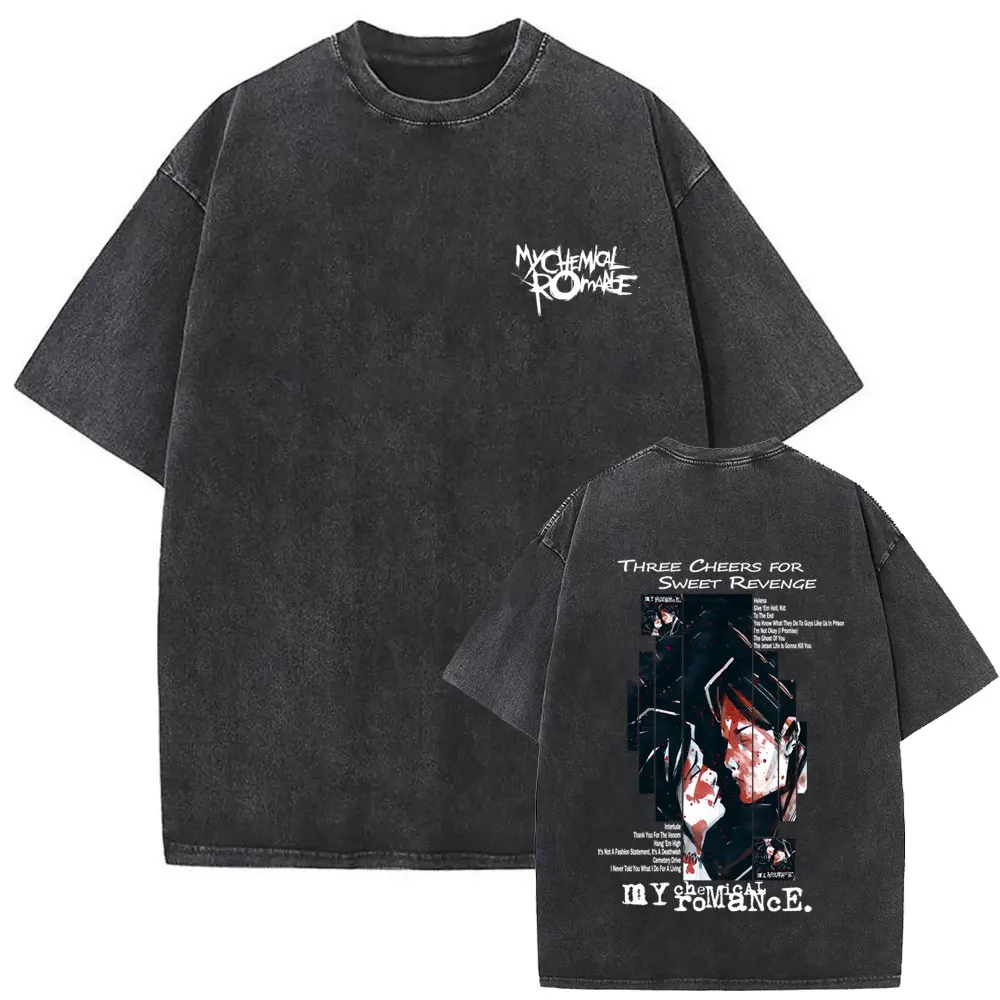 Washed Vintage My Chemical Romance T-shirt Three Cheers for Sweet Revenge Album Graphic T-shirts Men Women Punk Emo Rock T Shirt