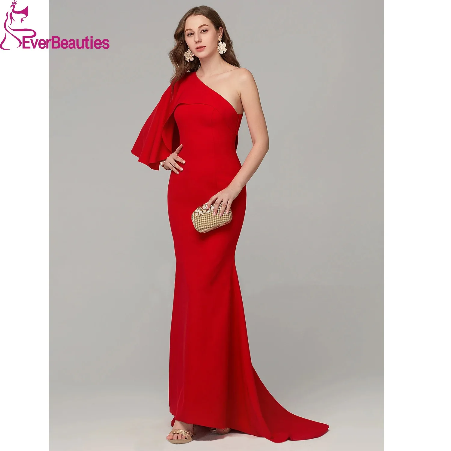 Mermaid Satin Prom Dresses Long Vestidos De Gala One Shoulder Formal Dress Side Slit Evening Party Gowns