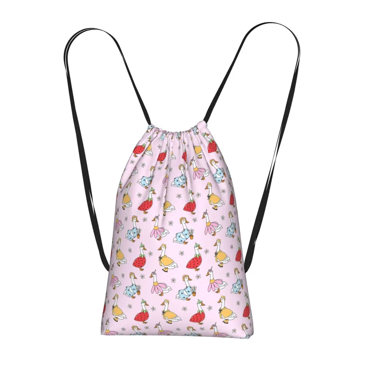 Colour Goose Cartoon Pattern Backpacks Multi-function Drawstring Bags Shoes Bag Book Bags for Man Woman School