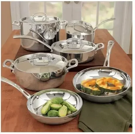 French Classic Tri-Ply Stainless 10-Piece Cookware Set, Silver