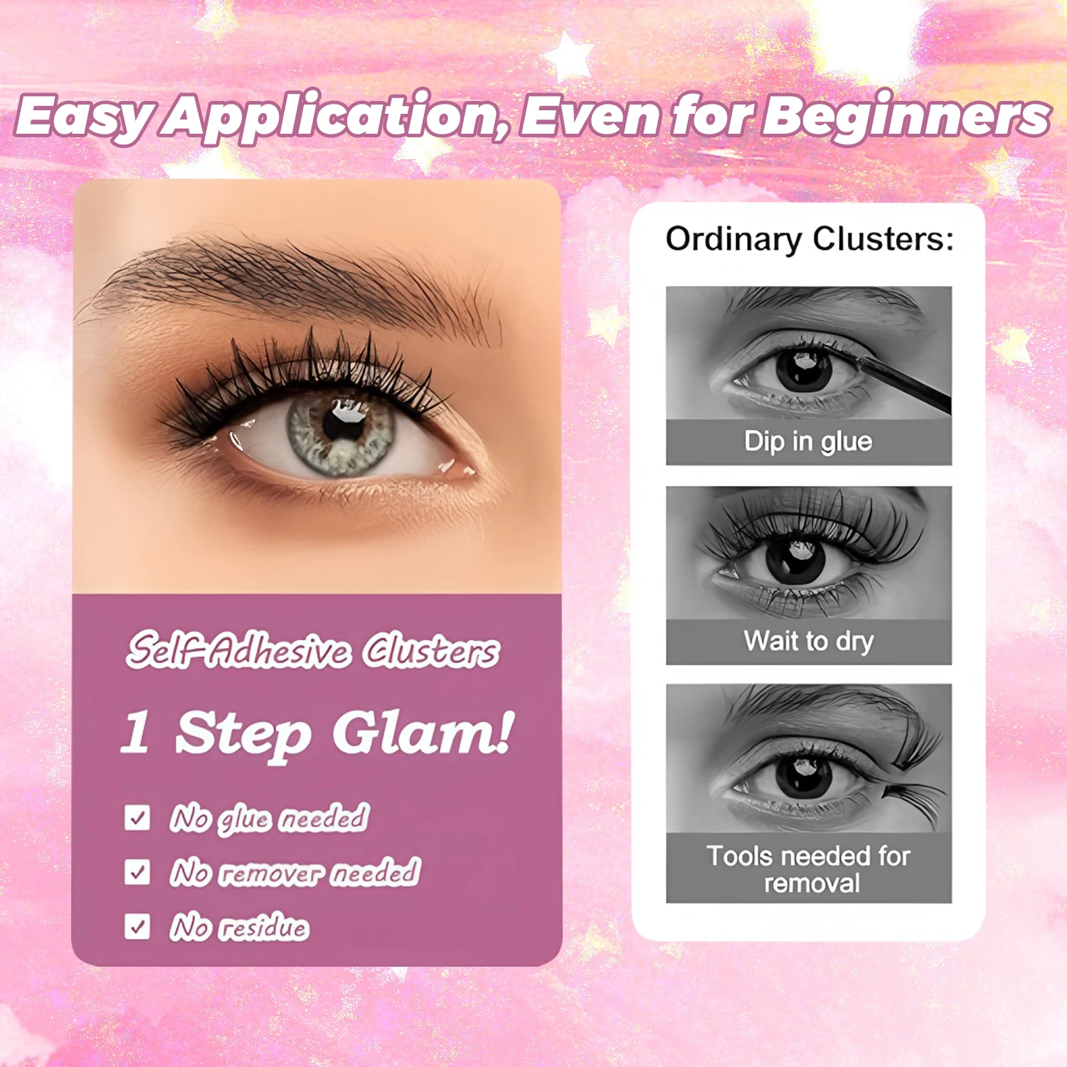 رموش صناعية ذاتية اللصق، مجموعات رموش، 60 قطعة، تجعيد C، رموش فردية، مجموعات رموش أنمي سميكة مع شريط رفيع، رموش تنكرية، للاستخدام المنزلي، مناسبة للمبتدئين