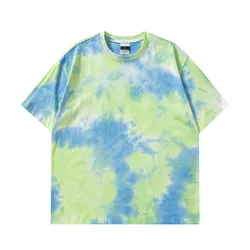 Fashion Tie Dyed Tshirt Instagram EuropeanAmerican Fashion Brand Gradient Short Sleeve Women Summer Korean Loose Top Streetwear