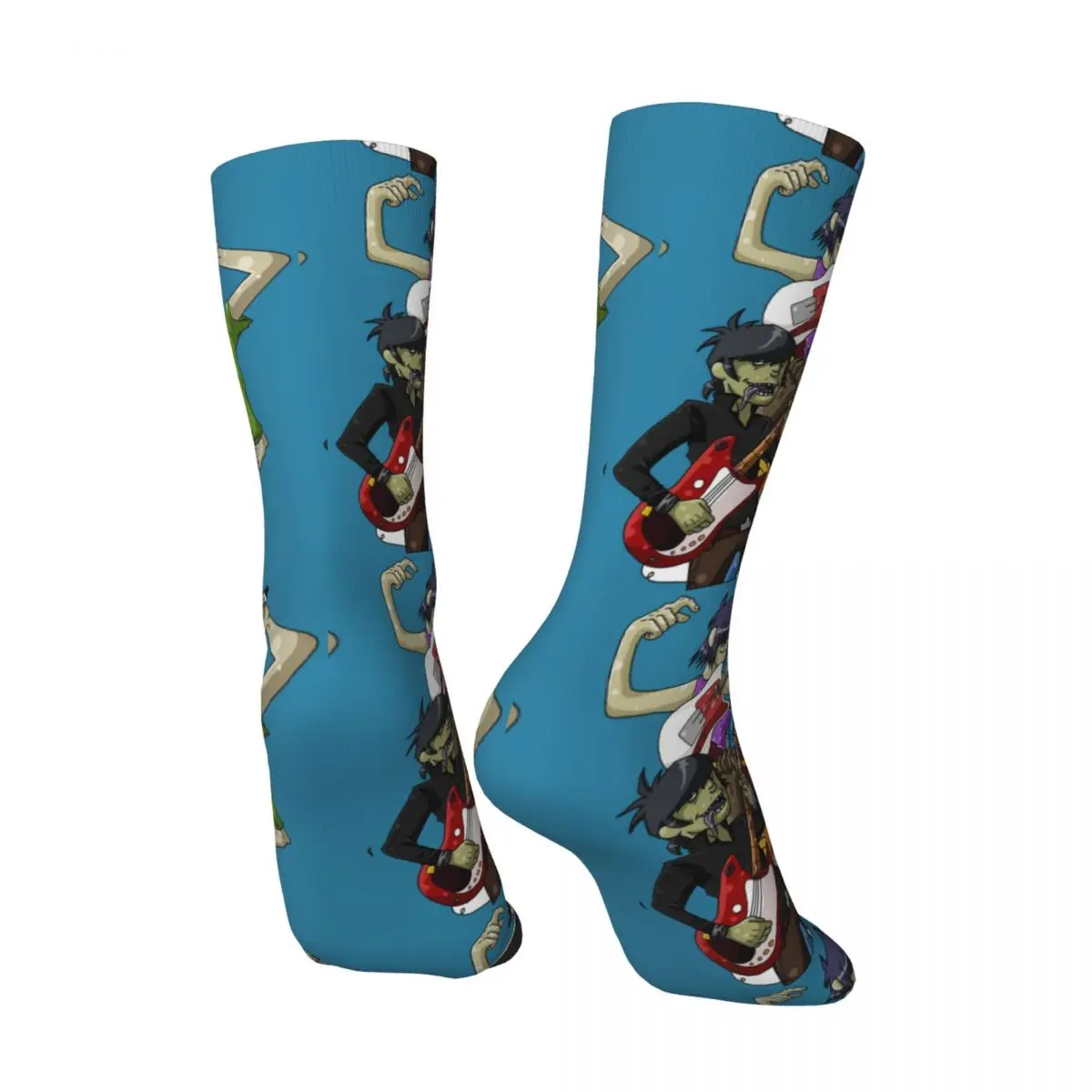 Hip Hop Singing Electric Guitar Crazy Men's Compression Socks Unisex Gorillaz Band Jamie Hewlett Street Crew Sock Boys Gift