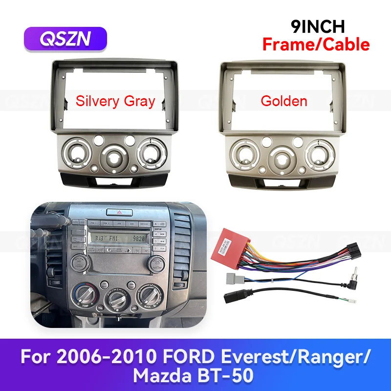 

QSZN 9-дюймовый жгут проводов для FORD Everest/Ranger/Mazda BT-50 2006-2010 Android Auto, мультимедийный автомобильный радиоприемник, стереорамка