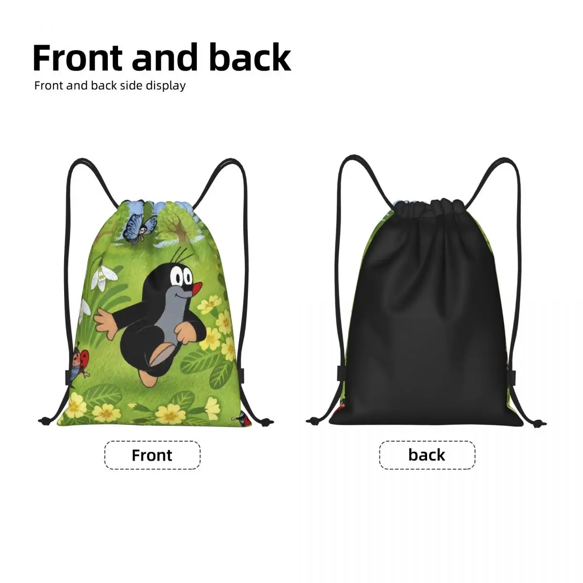 Custom Cute Happy Mole Krtek Drawstring Bag for Shopping Yoga Backpacks Men Women Cartoon Little Maulwurf Sports Gym Sackpack