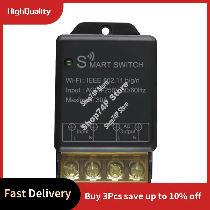 

ABJY-Home Wifi Switch 30A AC90-250V Wireless Remote Control On Off DIY Circuit Breaker Works With Alexa Home